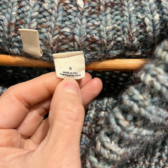 Anthropologie Moth Light Blue Chunky Knit Alpaca Wool Blend Mock Neck Sweater S - Picture 7 of 8